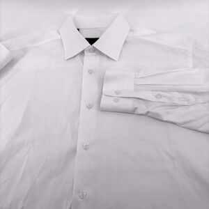 David Donahue Mens White 100% Cotton Long Sleeve Dress Shirt 17 32/33